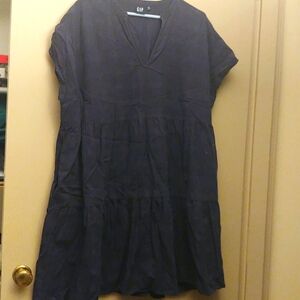 Navy Woven Gap Tiered Dress